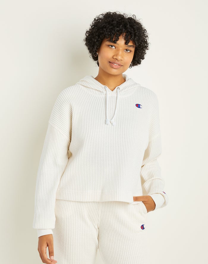 Champion Hoodie Dames - Wit - Waffle Knit ( 905376-JRT )